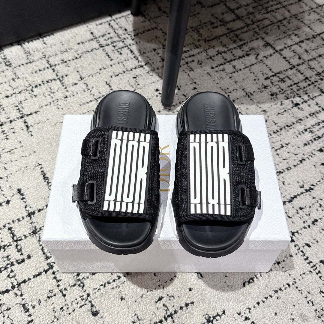 DIOR ADJUSTABLE STRAP SANDALS 25S 50 MM IN BLACK FABRIC MIX CALFSKIN STYLE 5