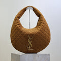 YSL 25S ICARINO 44 IN CARAMEL QUILTED SUEDE GOLD HARDWARE