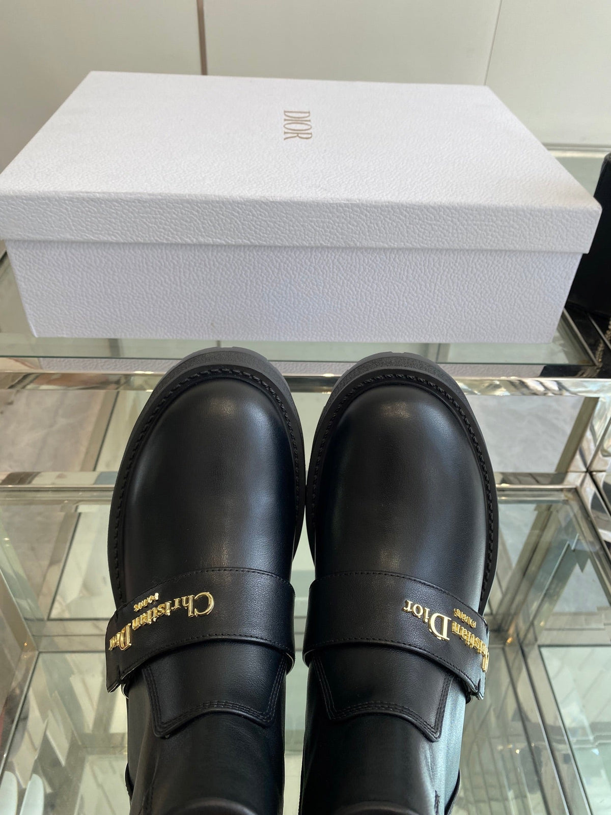 DIOR 25S D-QUEST ANKLE BOOT 35MM IN BLACK CALFSKIN