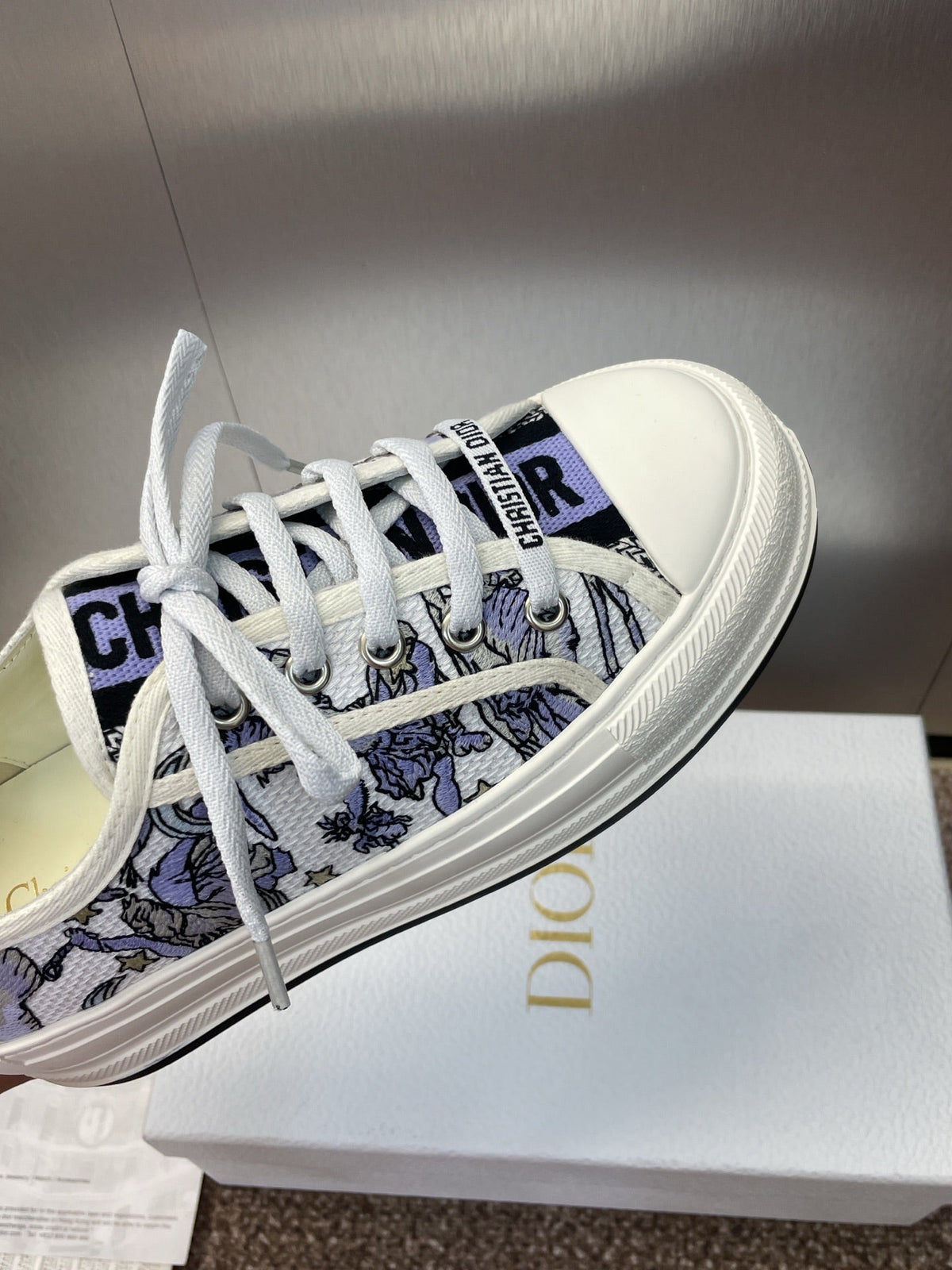 DIOR 25S WALK'N' SNEAKER IN BLUE TOILE DE JOUY EMBROIDERED COTTON