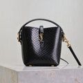 YSL 25S LE 37 BUCKET 15 IN BLACK SNAKE EMBOSSED CALFSKIN GOLD HARDWARE