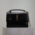 YSL 25S SUNSET MM 25 IN BLACK CALFSKIN GOLD HARDWRE